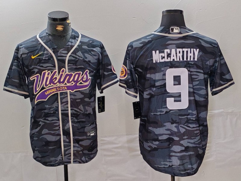 Men's Minnesota Vikings J.J. McCarthy #9 Grey Camouflage Jersey
